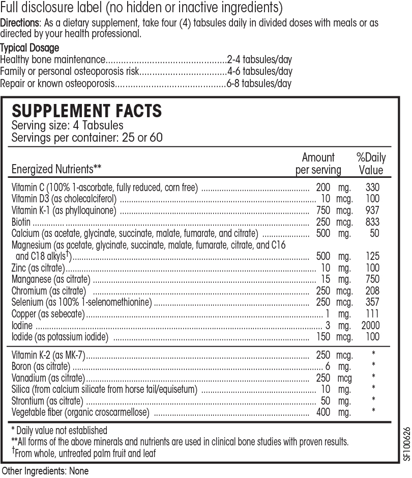 PERQUE Bone Guard Forté™ Supplement Facts label