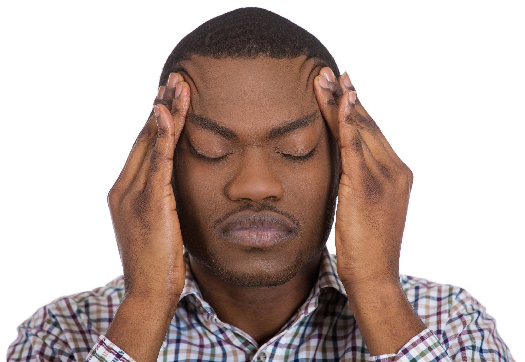 He is having a headache. He is having a headache